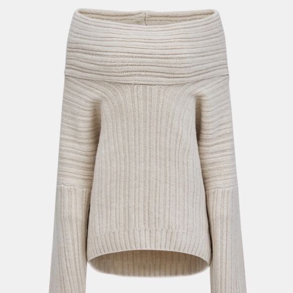 Source Unknown BECCA OVERSIZED HIGH ROLL KNIT PULLOVER, BIRCH - Picture 5 of 5